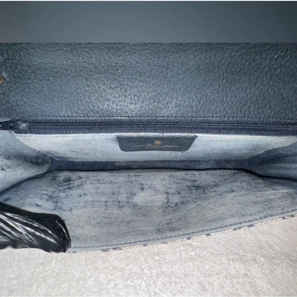 GUCCI GG Canvas Shoulder Bag PVC Leather Gray Navy - Picture 2 of 11